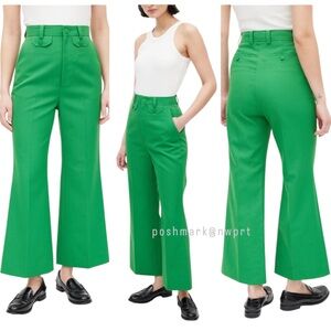 GUCCI 🍏 Green Trousers Pants High Waist Rise Cropped Kick Flare 36 0 XS
